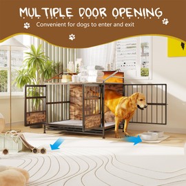 Multi-Function Furniture Style Dog Crates with Storage, Dog Crate Furniture Large Wooden Dog Kennel with Double Doors, for Small Dog Indoor, Brown