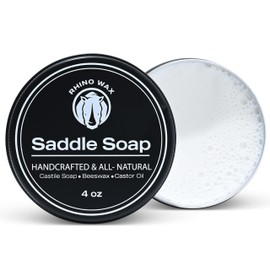 Rhino Wax - Saddle Soap for Leather Cleaning (4 oz) - Natural Cleaner and Conditioner for Horse Saddles, Bridles, Boots, Reins and Straps - Terrific for Outdoor Boot, Shoes - Proudly Made in The USA