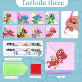 5D Diamond Painting Corner Bookmark Dinosaur Pattern DIY Book Marks Triangle Book Lovers Festival Gifts Presents for Women Girls Boys Art Craft Reading Lovers(8 Pcs)