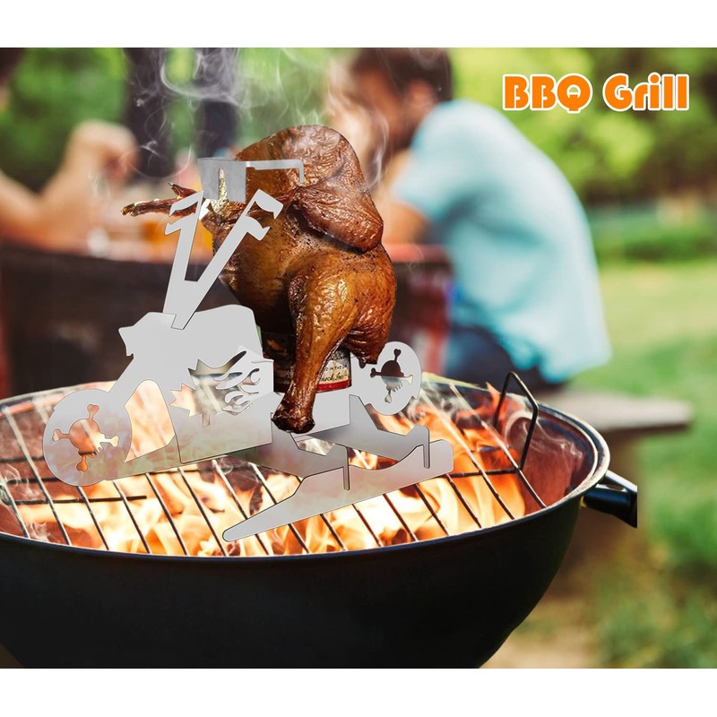 Zhiwei Motorcycle Beer Can Chicken Holder for Grill, Portable Beer