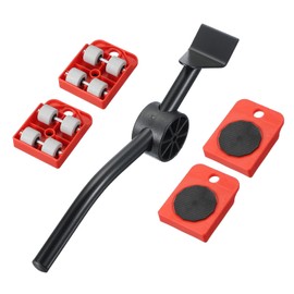 MECCANIXITY Furniture Lift Mover, Heavy Duty Furniture Mover Tool Set Movers Sliders with Adjustable Height Lifting Tool Lever & 4 Silent Wheels Capacity 1322lb Yellow, 1 Set