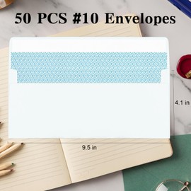 CINSOEN 50 Pack White #10 Business Envelopes, Standard Envelopes Self Seal, 4 1/8 x 9 1/2 Inch Letter Size Business Mailing Envelopes for Checks Invoices Statements Baby Shower Wedding Birthday