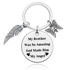 Baipilu Brother Memorial Keyring Memorial Sympathy Keyring Loss of Brother In Memory of Brother Remembrance Gift Loss of Brother Gift Bereavement Condolences Gift for Siblings Sister