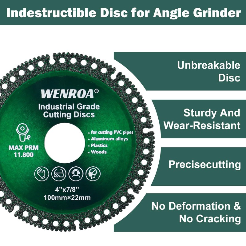 WENORA 5Pcs 4 Inch Indestructible Disc for Grinder, Cutting Discs