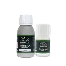 Rubio Monocoat Wood Stain & Finish 65 ft² - Linen | Oil Plus 2C | Quick-Dry, Eco-Friendly Linseed Wood Oil for Indoor Use, Includes Accelerator (Part B) | Protector | 130 ml