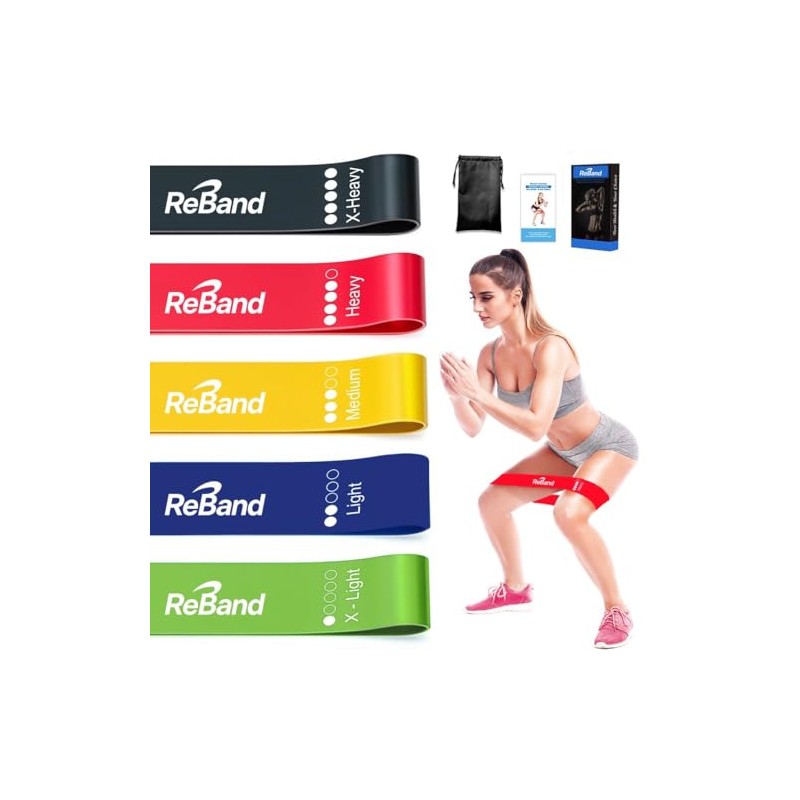 ReBand Resistance Bands Set, 5 Levels (10-40 lbs), 300mm x