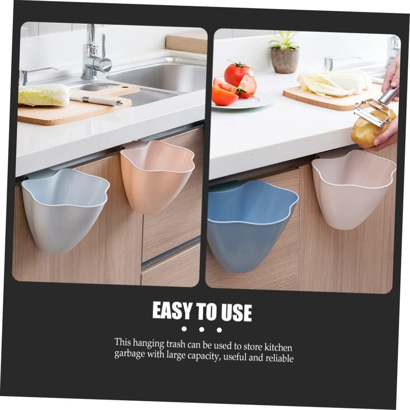 Cabilock 3-Pack Hanging Trash Cans, Plastic, Rectangular, 4.785L Capacity, Pink,