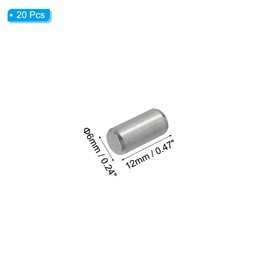 PATIKIL 304 Stainless Steel Dowel Pins 6 x 12 mm, 20 Pack Metal Dowel Pins Shelf Pegs Support Shelves Bunk Bed Fasten Elements Hardware for Furniture Fixing Component Position