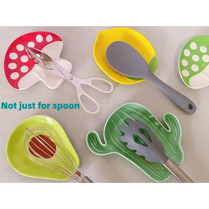 Ceramic Spoon Rest for Stove Top, Cactus Cute Spoon Rest