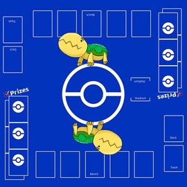 Jedaloke 24" Playmat for Game Cards, 2 Player Gaming Mat Board Trading Card Game Stadium with Playmat Bag(Blue-Tortoise THK 2mm)
