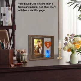 Memorial Picture Frame and Small Urn Set, Mini Urn with QR Memorial webpage, Sympathy Gifts for Loss of Loved One,Living Room Frame Hold a 6"-7" Photo, Collecting Loved one Memories Photos