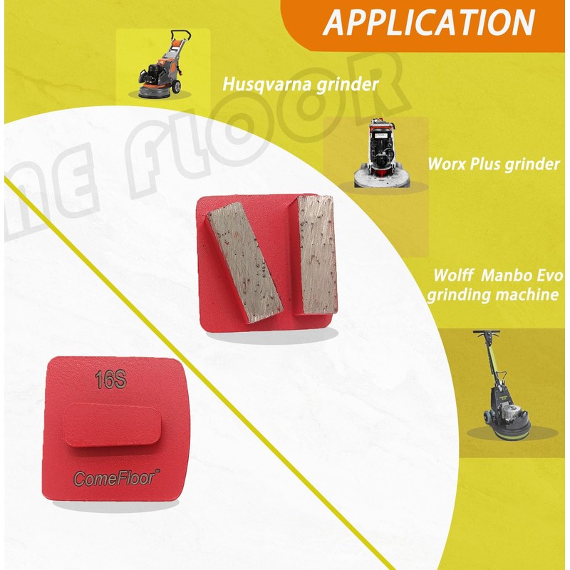 Redi-Lock Concrete Floor Preparation Disc, Diamond Metal Grinding Shoes, Double