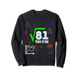 Square Root of 81 Kids Vintage 9th Birthday for 9 Year Old Sweatshirt