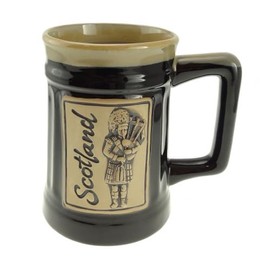Glen Appin Stoneware Beer Mug Scotland Pottery Steins 20.3oz (600 ml) (Piper - Black)