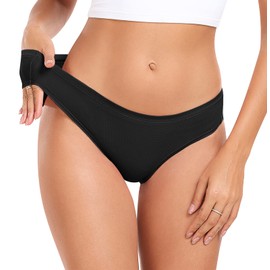 RHYFF Womens Underwear Breathable Mesh Bikini Panties Stay Fresh Ladies Panty Stretches Soft Hipster Briefs Comfortable Travel Underpants（R7002-Black-M）