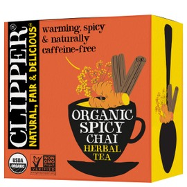Clipper Tea Spicy Chai Herbal Tea – Caffeine Free, USDA Organic, Great Hot or Iced – Warming, Spicy, Natural, Fair & Delicious – 50 Tea Bags