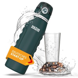 Naturbummler Water Filter Bottle 1000 ml [Co2 Neutral] Includes Hanging Hook & Folding Function - Kills 99.99% of All Bacteria and Germs - Survival Water Filter Camping (1000 ml)