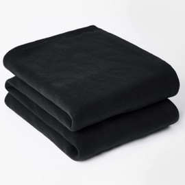 Dreamscene Extra Large Warm Polar Fleece Throw Over Soft Sofa Bed Blanket Bedspread, Plain Black - 200 x 240 cm
