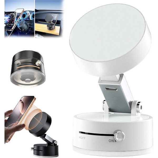 Quinbeat Foldable Portable Vacuum Magnetic Phone Holder, 360° Adjustable Car