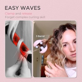 Curling Iron Hair Crimper Waver - TYMO ROVY Beach Waves Curling Wand, Ionic Deep Waver Hair Curler Tool with Ceramic 3 Barrel for Women, Dual Voltage,