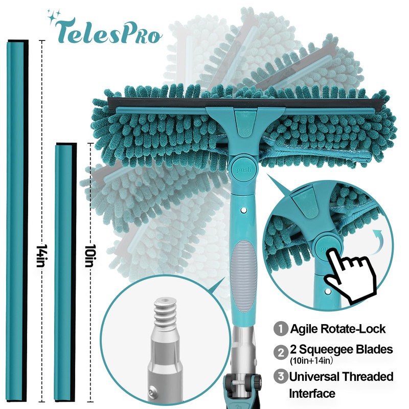 TelesPro 30 Feet High Reach Window Squeegee with 6-24 Ft