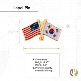 Desert Cactus South Korea Lapel Pin Enamel with United States USA Souvenir Hat Men Women Patriotic Korean Country (Double Flag Pin)