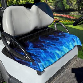 Whosucclay Blue Flame Golf Cart Seat Cushion Cover Soft Comfort Golf Cart Seat Blanket Towel Dustproof Golf Cart Seat Cushion Protector Fits 2 Seat Golf Cart Club Car Sightseeing Car