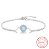 YAZLIND S925 Sterling Silver Adjustable Bracelet Fashion Simple Round Opal