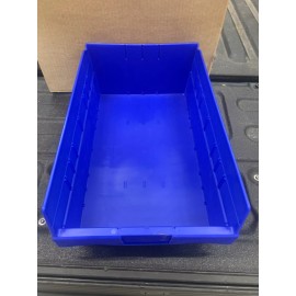 Orbis LOT OF 8 Orbis 4204505 BLUE PLASTIC STACKABLE BIN HIGH HOPPER SHELF STORAGE