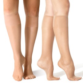 KWJEIULSOQ 16 Pairs knee high socks for women, pop socks 20D Nylon Stockings, Knee High sheer Stockings for Women,Breathable And Comfortable Skin Tone Pop Socks, UK 4-6