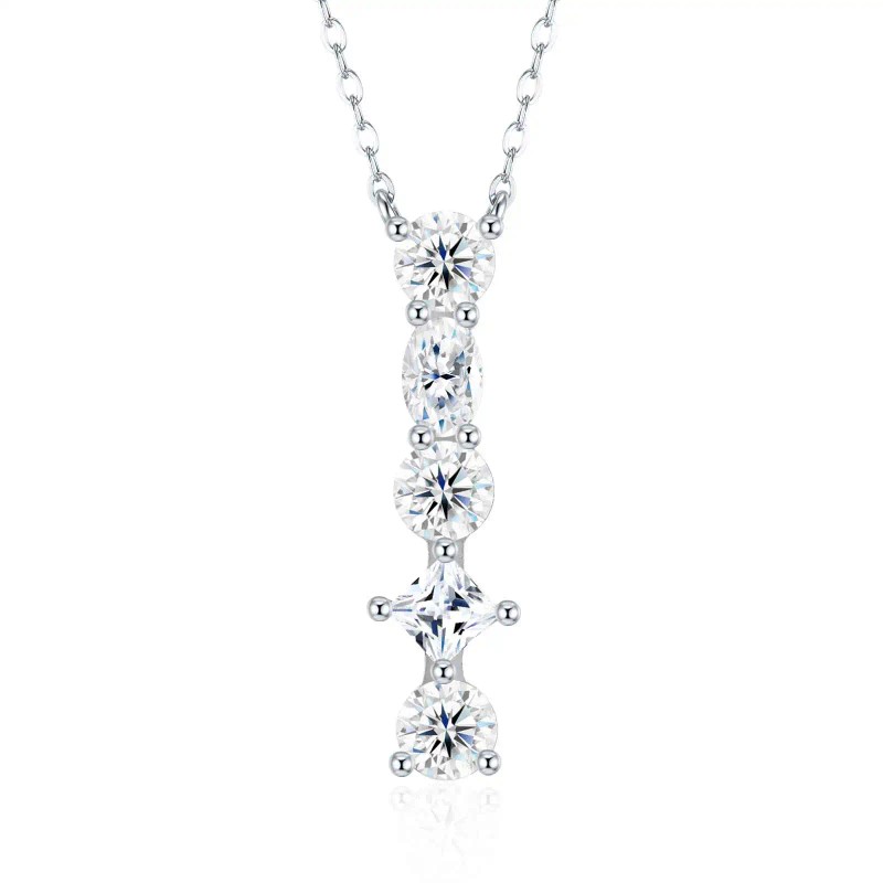 Pass Diamond Tester Letter I Multi Cut VVS Moissanite Necklace