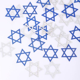 300 Pieces Hanukkah Glitter Confetti Star of David Holiday Confetti Hanukkah Star Confetti Decorations Paper Hanukkah Table Confetti Silver and Blue Glitter Confetti for Party Accessory Table Decor