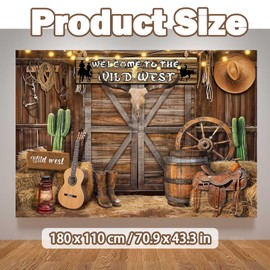 Cowboy Party Decorations, Western Themed Backdrop for Wild West Party, Country and Western Decor for Weddings, Birthdays, Baby Showers, 70.9 x 43.3 Inches