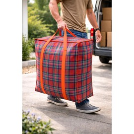 82L Extra Large JUMBO 190 GSM Oxford Fabric Waterproof Storage Bags with Zipper & Strong Handles – Heavy Duty Reusable for Moving, Laundry & Bedding (3 PCS RED)