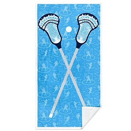 ChalkTalkSPORTS Guys Lacrosse Premium Beach Towel | Blue Crossed Lacrosse Sticks