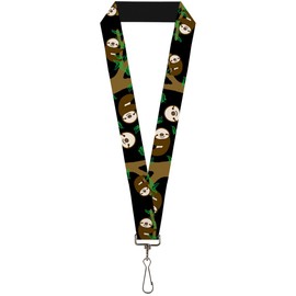 Buckle-Down Lanyard-1.0"-Sloth Face/Hanging Black