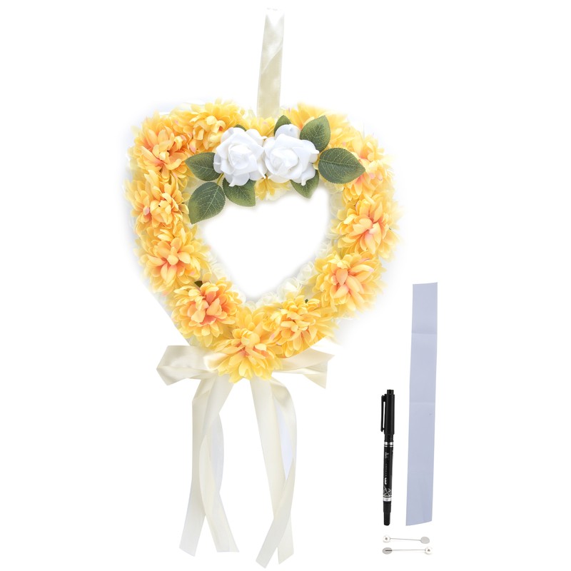 Heart Shaped Tribute Memorial Wreath Artificial Silk Wreath Gravestone Decoration