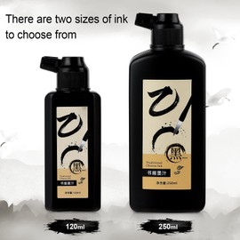 120 ML/4 OZ Calligraphy Ink - Versatile Elegance Chinese Brush Ink for Beginner Practice Traditional Art Works and Japanese Brush Black Ink