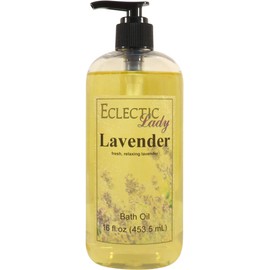 Lavender Bath Oil by Eclectic Lady - Scented Bath Oil - Relaxing & Moisturizing Bathing Oil - Fragrance Body Oil for Dry & Rough Sensitive Skin - Body Daily Nourishing Shower Oil (16 oz)
