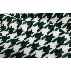 Rotfuchs Woven scarf with houndstooth pattern, grey, natural beige, made of pure wool, made in Germany, Green / Black