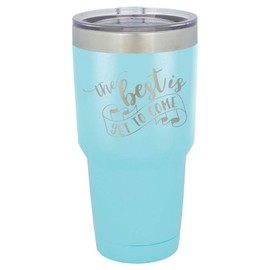 THE BEST IS YET TO COME Engraved Light Blue 30 oz Tumbler With Straw and Slide Top Lid | Stainless Steel Travel Mug | Compare To Yeti Rambler