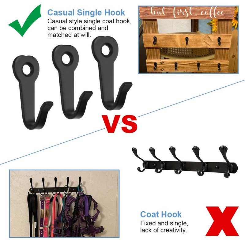 RMENOOR 10 Pcs Coat Hooks, Single Hanger Hook with 10
