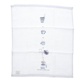 Imabari Towel, Handkerchief, Gauze, Hot Towel, Cafe Time, White, Approx. 13.0 x 15.0 inches (33 x 38 cm)