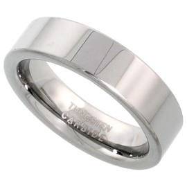 Sabrina Silver Tungsten Carbide 6 mm Pipe Cut Wedding Band Ring for Men and Women Polished Comfort fit Size 10