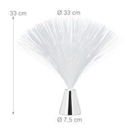 Relaxdays Relaxdays Glasfaserlampe, flie?ender Farbwechsel, LED Retrolampe, Stimmungslicht, Effektleuchte Fiberglas, 33 cm, bunt, Silber