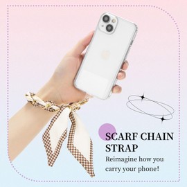 ZOOEASS Phone Wrist Lanyard Gold Metal Scarf Phone Charm Strap with Tether Tab Women Phone Chain Accessories for Handbags(Style 3)