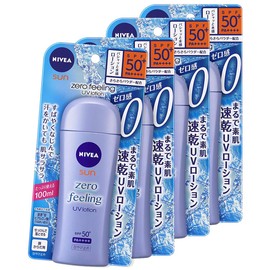 Nivea Sun Zero-Feeling UV Lotion, 3.4 fl oz (100 ml), Sunscreen, SPF50+/PA++++, 3.4 fl oz (100 ml) x 4 Pieces