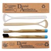 2 Bamboo Toothbrushes with 2 Cornstarch Tongue Scrapers - Eco-Friendly