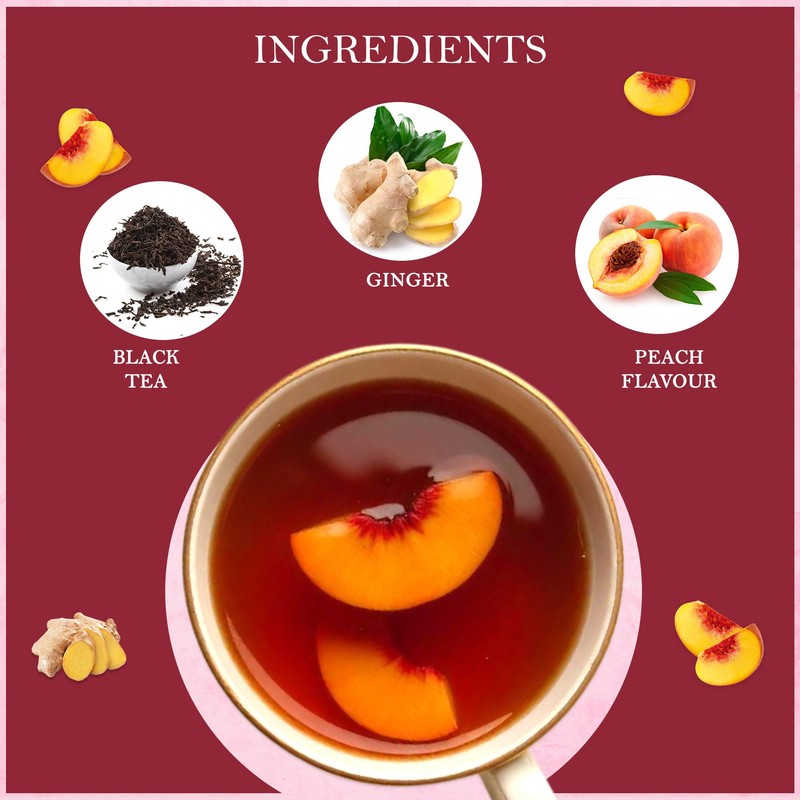 Tealeaf & Co. Peach Ginger Tea Blended with Organic Spices