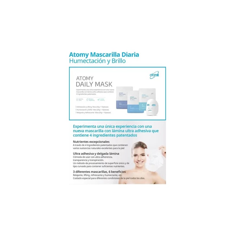 Mascarilla Facial Coreana Atomy Aclarante Korean Brightening Face Mask, 10